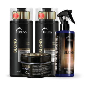 Kit Uso Obrigatório; Blond com Shampoo 300ml, Condicionador 300ml, Máscara 180g e Máscara Líquida 260ml