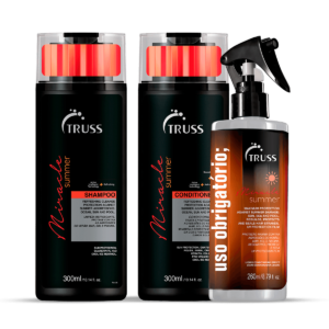 Kit Shampoo 300ml, Condicionador 300ml e Máscara Líquida 260ml Uso Obrigatório; Miracle Summer