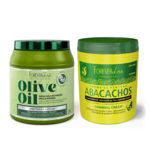 Kit Umectação de Abacate com Máscara Olive Oil 950g e Creme de Pentear Abacachos 950g