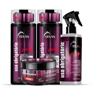 Kit Uso Obrigatório; Plus+ com Máscara Líquida 260ml, Condicionador 300ml, Shampoo 300ml e Máscara 180g