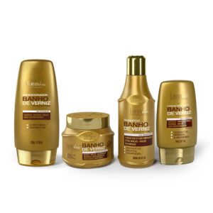 Kit Banho De Verniz com Condicionador 200g, Máscara 250g, Shampoo 300ml e Leave-In 140g Forever Liss