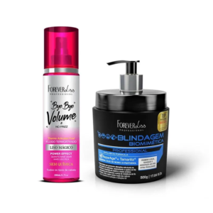 Kit Finalizador Bye Bye Volume 200ml e Máscara Blindagem 500g Forever Liss