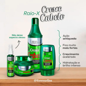 Kit Cresce Cabelo Completo com Tônico 60ml, Máscara 250g, Shampoo 500ml e Leave-In 140g Forever Liss