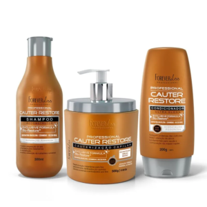 Kit Cauterização Capilar Cauter Restore com Shampoo 300ml, Condicionador 200g e Máscara 500g Forever Liss