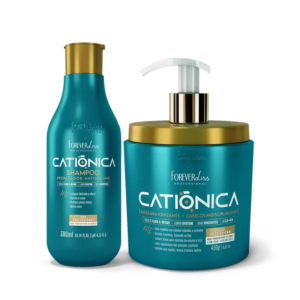 Kit Shampoo 300ml e Máscara Capilar 450g Catiônica Forever Liss