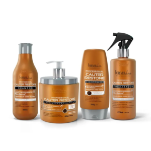 Kit Completo Cauterização Capilar Cauter Restore com Shampoo 300ml, Condicionador 200g, Máscara 500g e Finalizador 275ml Forever Liss