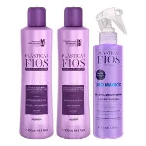 Kit Plástica Dos Fios Tratamento Pós Selagem Shampoo E Condicionador 300Ml + Leave-In Liso Mágico 215Ml