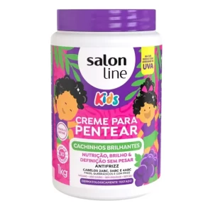 Kit Salon Line Kids Shampoo e Condicionador + Creme Pentear e Gelatina Hidratante Uva