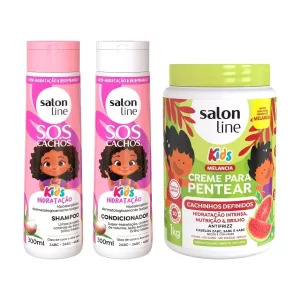 Kit SOS Kids com Creme para Pentear Cachinhos Definidos 1kg Salon Line