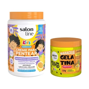 Kit Creme para Pentear Cachinhos Hidratados 1kg + Gelatina de Maracujá 550g Salon Line