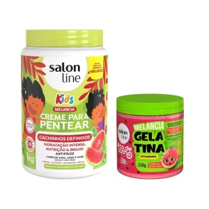 Kit Melancia com Creme para Pentear 1kg e Gelatina #todecacho 550g Salon Line