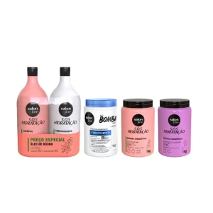 Kit Cronograma capilar + Shampoo e Condicionador Turbinado 1L Salon Line