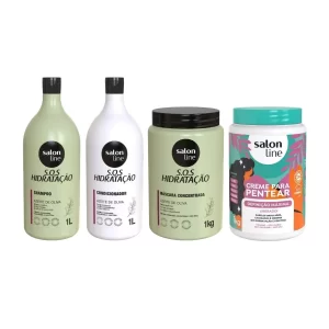 Kit SOS Hidratação Ultra Cachos + Creme para pentear Definição Máxima 1kg Salon Line