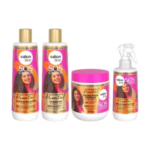 Kit De Repente Pronta com Shampoo e Condicionador 500ml, Máscara 500g e Creme para Pentear 300ml Salon Line