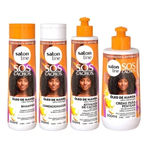 Kit SOS Cacho Óleo de Manga com Ativador de Cachos e Creme para Pentear Salon Line