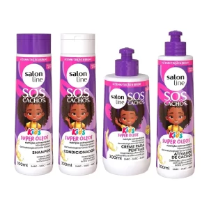 Kit para Cachinhos Nutridos com SOS Cachos Kids Super Óleos Salon Line