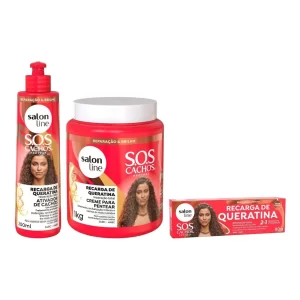 Kit completo SOS Cachos Recarga de Queratina Salon Line