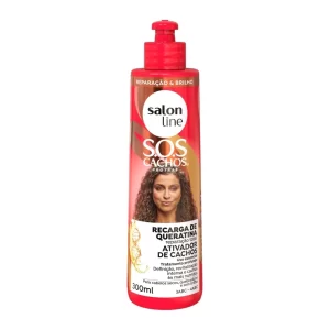 SOS Cachos Ativador de Cachos Queratina - Reparação Total 300ml Salon Line