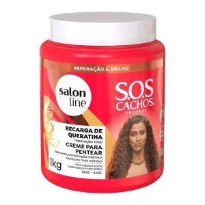 SOS Cachos Recarga de Queratina Creme para Pentear Reparação Total 1kg Salon Line