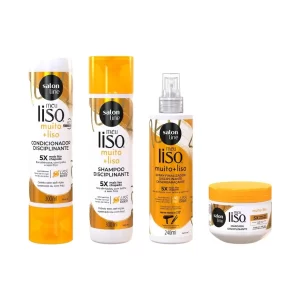 Kit Meu Liso Muito + Liso com Spray Defrizante Protetor Térmico Salon Line