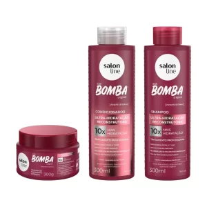 Kit Shampoo, Condicionador e Máscara SOS Bomba Ultra-Hidratação Reconstrutora Salon Line