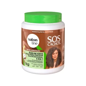 Creme Para Pentear 5 em 1 SOS Cachos Óleo de Coco 1kg Salon Line