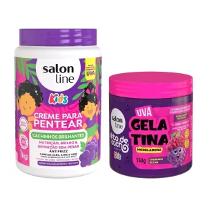 Kit Uva com Creme para Pentear e Gelatina #todecacho Kids Salon Line