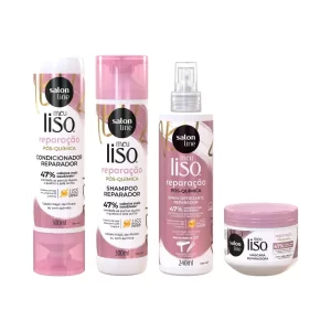 Kit Meu Liso Reparação com Shampoo e Condicionador 300ml, Máscara 300g e Spray Protetor Térmico 240ml