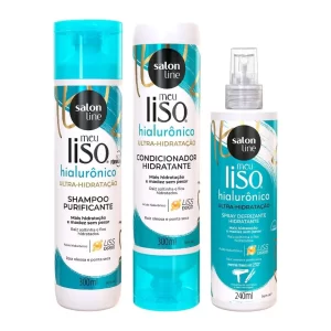 Kit Meu Liso SPA Capilar Shampoo + Condicionador 300ml + Spray Capilar Ácido 240ml Hialurônico Salon Line