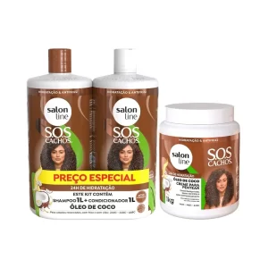 Kit SOS Cachos Coco Familia com Creme de pentear 1kg Salon Line