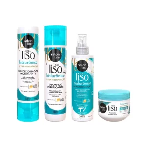 Kit Completo Meu Liso SPA Capilar Ácido Hialurônico com Shampoo e Condicionador 300ml, Máscara 300g e Spray 240ml Salon Line