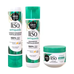 Kit Meu Liso Antiqueda com Condicionado + Shampoo 300ml + Máscara 300g Salon Line