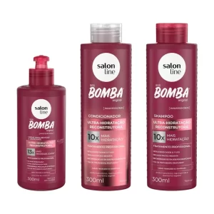 Kit Shampoo, Condicionador e Creme para Pentear SOS Bomba Ultra-Hidratação Reconstrutora Salon Line