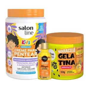 Kit Maracujá com Creme 1kg, Gelatina 550g e Óleo 50ml Salon Line