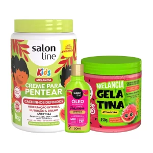 Kit Melancia com Creme 1kg, Gelatina 550g e Óleo 50ml Salon Line