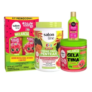 Kit Melancia com Shampoo e Condicionador + Creme + Gelatina + Óleo Salon Line