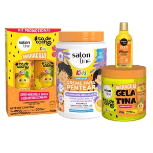 Kit Maracujá com Shampoo e Condicionador + Creme + Gelatina + Óleo Salon Line