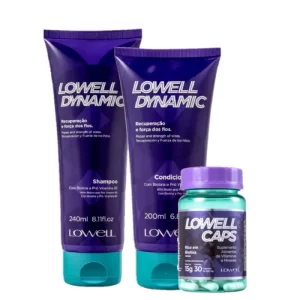 Kit Lowell Dynamic Shampoo, Condicionador e Caps