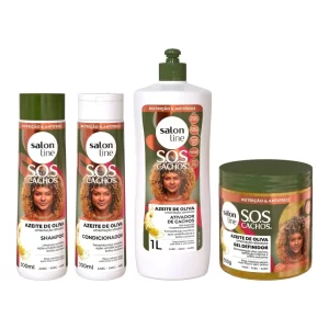 Kit Nutrição SOS Cachos Azeite de Oliva 4 produtos Salon Line