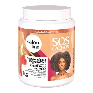 Creme para Pentear SOS Cachos Rícino e Queratina Salon Line 1kg